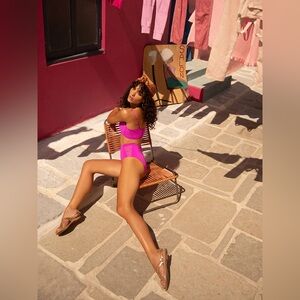 L*Space Harrington High Rise Bikini Bottoms in Bright Fuchsia NWOT